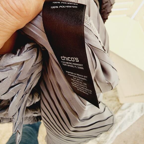 CHICOS GRAY MULTI RIPPLE POLYESTER JACKET SIZE 2(L) - Picture 8 of 8